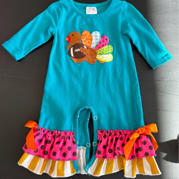 Thanksgiving Football Turkey Jumpsuit 0-3M - Picture 1 of 4